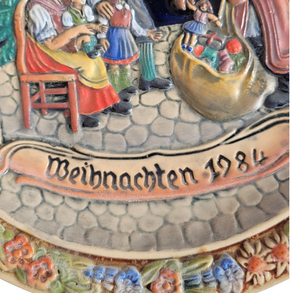 Vintage Christmas Western Germany Weihnachten Salt Glaze 1984 Wall Décor Plate - Picture 7 of 13
